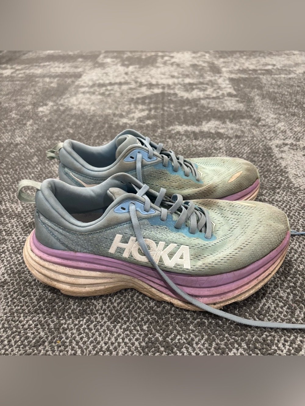 Hoka One One Bondi 8 Lake Blue Lilac Athletic Shoes Womens U.S. 8